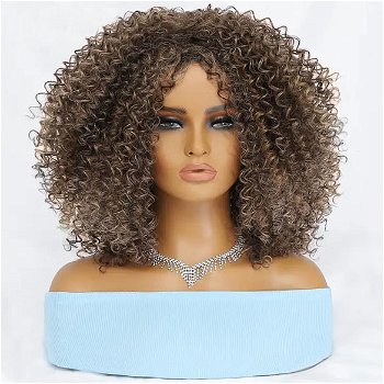 PRUIK AFRO KLEINE SPIRAALKRULLEN SCHOUDERLANG MODEL 1037 - 4