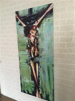 Here Jezus aan het kruis , olie verfdoek - 6