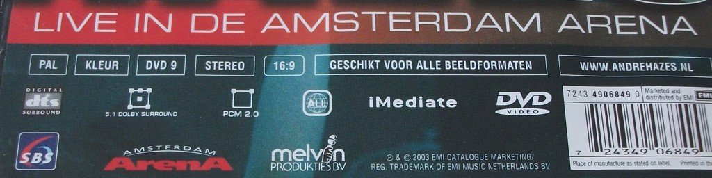 Dvd *** ANDRÉ HAZES *** Live in de Amsterdam Arena - 2