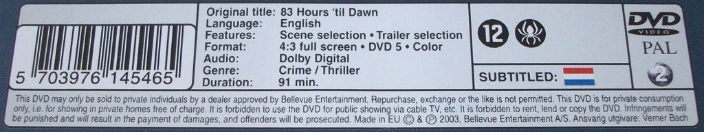 Dvd *** 83 HOURS 'TIL DAWN *** - 2