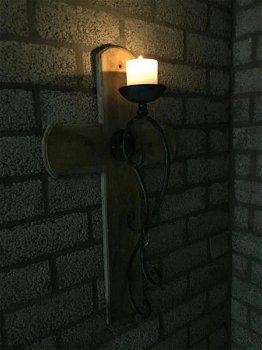 wandkandelaar , lantaarn van een kruis en hout , kruis - 4