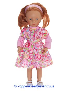 Petit Collin Minouche 34 cm jurk setje roze/bloemetjes/multi - 0