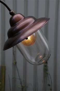 wandlamp, koperenlamp , lamp messing en glas. - 2