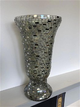 windlicht, glazen vaas , glas , mozaiek , XL , kandelaar - 1