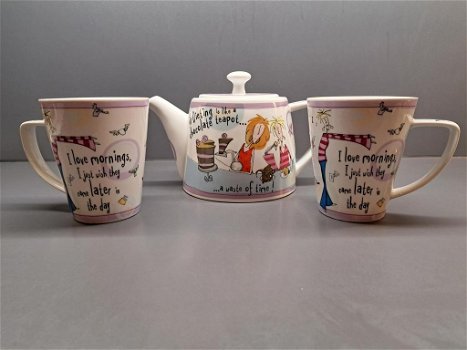 Theepot en 2 bekers van born to shop. .zgan - 7