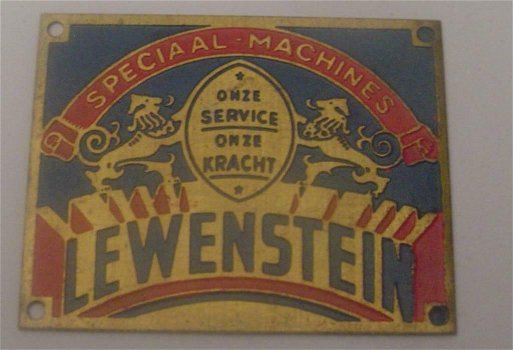 Koperen plaatje Leeuwenstein speciaal machines. - 0