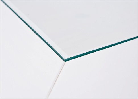 VOORRAAD | Moderne vierkante salontafel Provence | Mat wit | Bovenblad glas | Incl. lade | NIEUW - 2