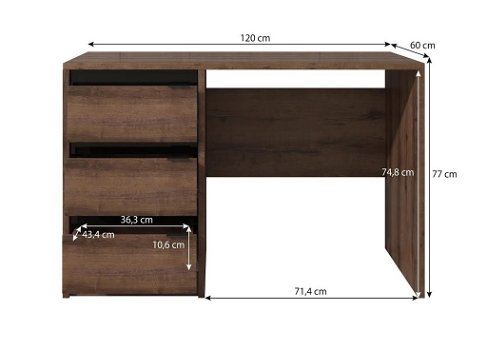 NIEUW Bureau Denver 120 cm breed Incl. laden | Wit of Monastery eiken | MONTAGE MOGELIJK - 2