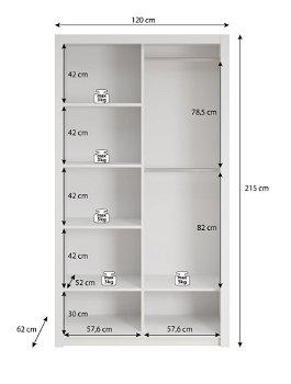 NIEUW Moderne mat witte schuifdeur kledingkast van 120 cm breed MONTAGE MOGELIJK - 3