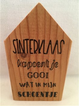 Sinterklaas decoratie tekstbord huisje met Sinterklaas quote - 0