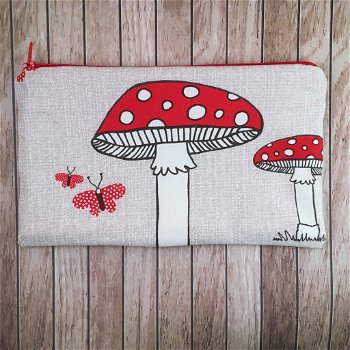 etui /toilettas herfst met paddenstoelen dessin - 1