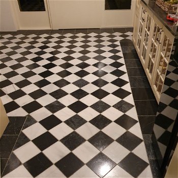 keukenvloer zwart / wit marmer 15x15 cm - 4