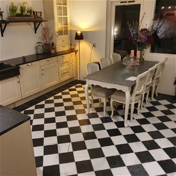 keukenvloer zwart / wit marmer 15x15 cm - 6