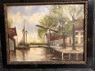 Prachtig Olieverf Schilderij op Paneel ''Nieuwer Sluis'' - 2 - Thumbnail