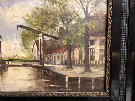 Prachtig Olieverf Schilderij op Paneel ''Nieuwer Sluis'' - 5