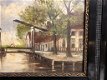 Prachtig Olieverf Schilderij op Paneel ''Nieuwer Sluis'' - 5 - Thumbnail