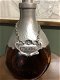 Antieke Tin bekleed Cognac flesje met label - 2 - Thumbnail