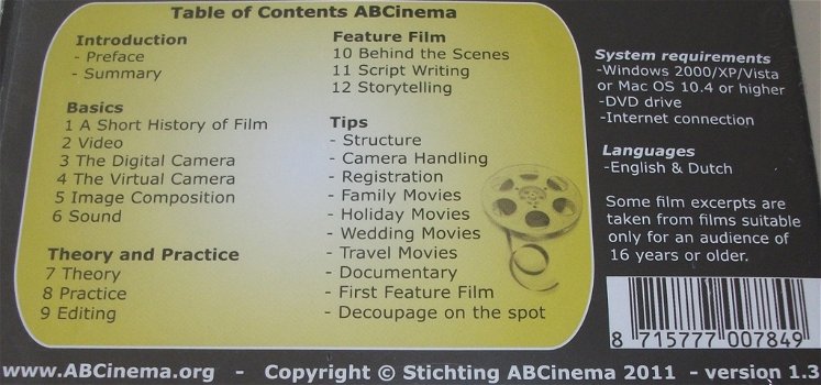 PC DVD-Rom *** ABCINEMA *** Digital Film Course *NIEUW* - 2