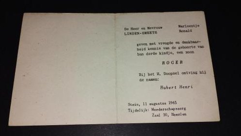 Geboortekaartje 1965 Heerlen - 1