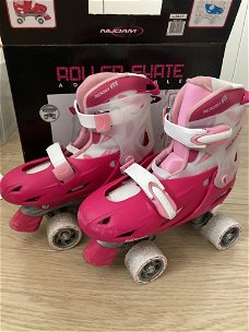 NIJDAM kinder rolschaatsen skates roze-wit maat 34 - 37