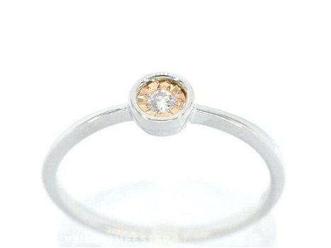 WITGOUDEN RING MET ROZE DIAMANT - 0