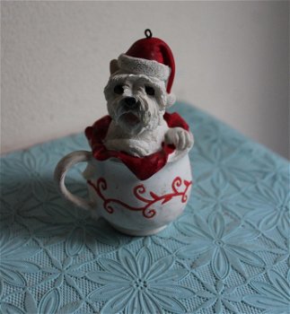 Kerstdecoratie hondje Schnauzer in kopje - 0