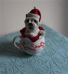 Kerstdecoratie hondje Schnauzer in kopje