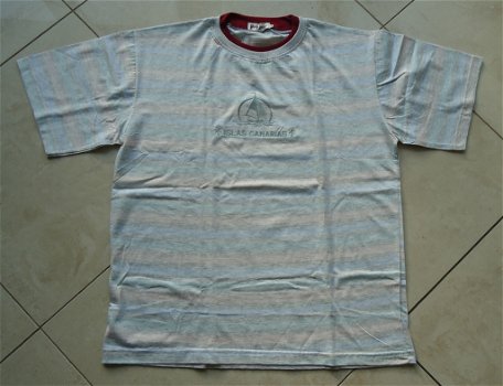 Nieuw gestreept T-shirt met print Islas Canarias (maat: XXL) - 0