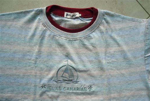 Nieuw gestreept T-shirt met print Islas Canarias (maat: XXL) - 4