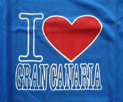 Nieuw blauw T-shirt met print I Love Gran Canaria (maat XXL) - 2