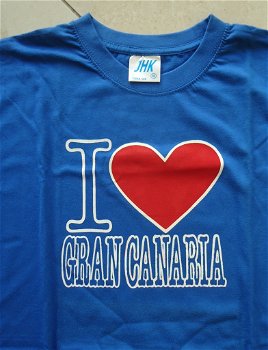 Nieuw blauw T-shirt met print I Love Gran Canaria (maat XXL) - 4