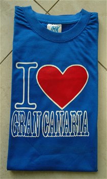 Nieuw blauw T-shirt met print I Love Gran Canaria (maat XXL) - 6