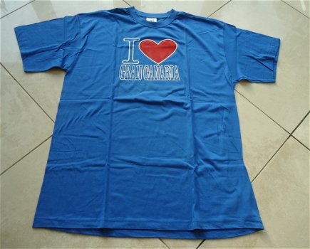 Nieuw blauw T-shirt met print I Love Gran Canaria (maat XXL) - 7