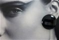 Grote vintage oorbellen van zwart glas - 3 - Thumbnail