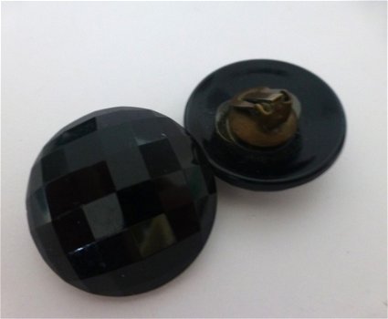 Grote vintage oorbellen van zwart glas - 4