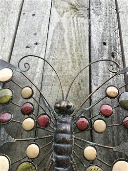 vlinder, wanddecoratie, van metaal - 1