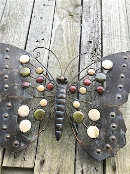 vlinder, wanddecoratie, van metaal - 2