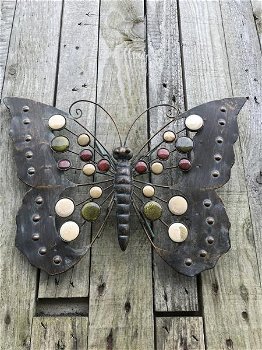 vlinder, wanddecoratie, van metaal - 7