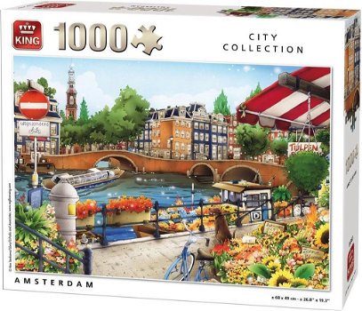 King Puzzel 1000 Stukjes (68 x 49 cm) - City Collection Amsterdam - 0