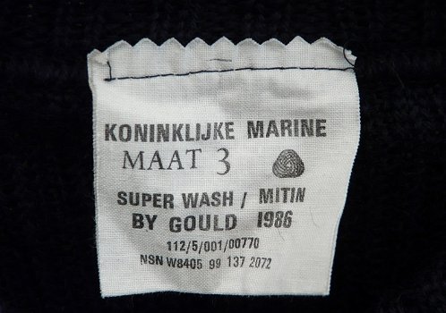 Trui / Wintertrui / Coltrui, Koninklijke Marine, Maat: 3, 1986.(Nr.1) - 3