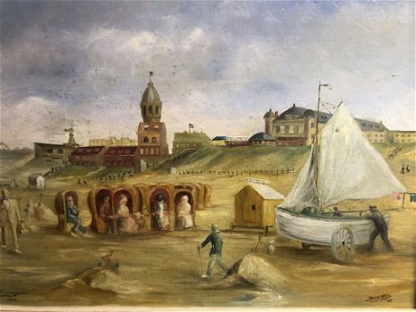 Prachtig Strandgezicht ''Oud Zandvoort'' 1903 Panorama. - 1