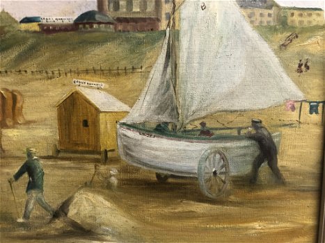 Prachtig Strandgezicht ''Oud Zandvoort'' 1903 Panorama. - 4