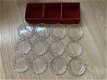 Antiek doosje met onderzetters van glas (12 stuks). - 0 - Thumbnail