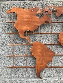 muurdecoratie , wanddeco de wereldkaart - 3