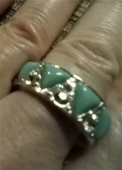 Vintage blauw..ring maat18 - 1