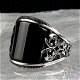 heren ring groot maat zwart en silver kleur - 0 - Thumbnail