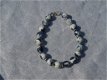 armband van spotter oceaan jade black met zilverkleurige spacers 20 cm lang, - 0 - Thumbnail