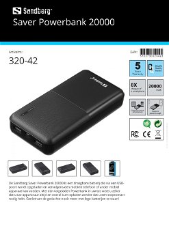 Saver Powerbank 20000 draagbare batterij voor smartphones - 1