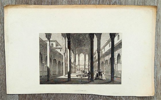Prent Alhambra - Drawn & Engraved Wilkinson - Grenada Spanje - 0