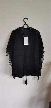 Hele mooie zwarte blouse met kwastjes - 0